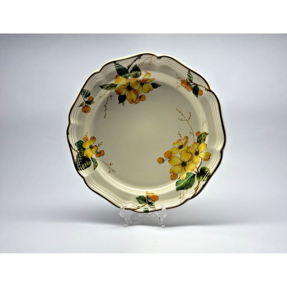 Mikasa Heritage Goldwood Platter 12.5 Round Stoneware Floral Serving Plate